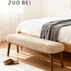 Banco Largo de Madera Maciza Estilo Wabi-Sabi para Uso Doméstico, Banco para Cambiarse los Zapatos en la Entrada, Banco al Pie de la Cama en el Dormitorio, Banco de Descanso para Sofá en la Sala de Estar con Tapicería Suave