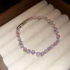 Pulsera ajustable de flor geométrica de circón, lujo ligero, alta gama, elegante, diseño único, joyería versátil para mujer