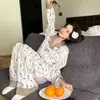 Nuevo conjunto de pijama para mujer primavera y otoño 2026, algodón nube manga larga, cuello pequeño, manga larga, pantalón largo, conjunto de ropa para el hogar