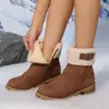 Botas femininas plus size de comércio exterior europeu e americano, botas de montaria transfronteiriças com forro de lã, cano curto, salto grosso, botas femininas de inverno com forro de pelúcia e algodão