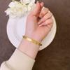 Pulsera de Hielo Triturado de Oro Arena Vietnamita para Mujer, Pulsera de Estilo Antiguo de Empuje y Tirón, Color Duradero, Bisutería de Aleación de Latón