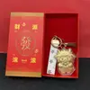 Llavero de cordero de oro puro 999, lindo símbolo de dinero de dibujos animados, colgante de bolsa de oro, amuleto de la suerte del año zodiacal, regalo