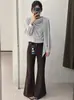 Design retrô estilo coreano, novos jeans de perna larga, cintura alta e que afinam, fáceis de combinar com qualquer roupa