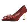 Zapatos de tacón alto estilo francés CH60-9 para mujer con lazo, zapatos de boda para novia, cómodos para el uso diario, no cansan los pies, zapatos para dama de honor