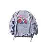 Ru Meng Leve Esportes ao Ar Livre Absorvente de Suor Secagem Rápida Manga Longa Camiseta para Homens e Mulheres Casual Solta Estampa Color Block Gola Redonda Camiseta