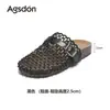 Pantuflas Cerradas Augu Shiden Negras para Mujer 2026 Nuevas de Verano para Exteriores Tejidas de Red Sandalias Semi-Zueco Cómodas