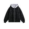Jaqueta de Inverno Nova com Pele Integrada e Capuz, Couro PU Águia da Montanha, Forrada com Fleece, Gola de Pele Acolchoada com Algodão, Casaco Masculino