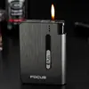 Porta-Cigarros para Dez Cigarros, Destacável, com Isqueiro de Chama Aberta, Reposição Descartável, Ejeção Automática de Cigarro, Resistente à Pressão, à Prova de Umidade, Porta-Cigarros Portátil
