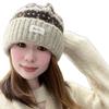 Chapéu de Tricô Jacquard Escandinavo Feminino Outono e Inverno Etiqueta de Tecido Estilo Fair Isle Retrô Atmosfera Coreana Chapéu Quente para Frio Chapéu de Lã