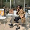 Zapatos de Moda Tendencia para Mujer con Hebilla, Punta Redonda, Tacón Grueso, Piel Suave, Botas de Montar Ajustadas hasta Media Pantorrilla para Mujer, Estilo Retro Otoño e Invierno