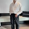 Camisa Branca com Gola Plissada Masculina Primavera Estilo Coreano Ins Nicho Solta de Manga Longa