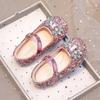 Zapatos de Piel Genuina para Niñas, Zapatos de Princesa para Niños, Zapatos de Cristal de Elsa, Nuevo Estilo Primavera y Otoño 2026 Zapatos de Performance para Bebés Niñas