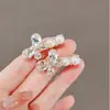 Coreia do Sul Dongdaemun Novo Exquisito Fofo Laço Grampo de Cabelo Franja Clipe Elegante Brilhante Cristal Bico de Pato Clipe Grampo de Cabelo