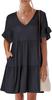 Comercio Exterior Transfronterizo Europa y América Amazon Vestido de Verano para Mujer con Cuello en V, Manga Corta con Volantes, Forma A, Bolsillo Grande, Ocio, Playa