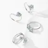 Anillo de Plata de Ley 925 Estilo Nuevo Europeo y Americano Lujoso Incrustado con Circonita de Partícula Grande Rectangular Anillo de Tendencia de Alta Gama para Mujer