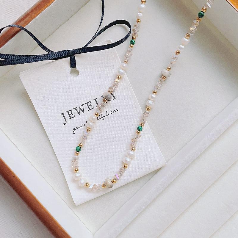 秋冬咖色美拉德天然石项链 (2)