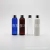 Garrafa plástica PET redonda de 150ml para cosméticos, frasco de tônico, com tampa de rosca anodizada prateada brilhante e dourada
