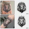 Adesivos de Tatuagem Temporária Cruzados com Cabeça de Leão Herbal para Homens, À Prova d'Água, Duradouros, Tipo Suco, Design de Alto Padrão Rei Leão para Braço, Dorso da Mão, Pescoço, Realista