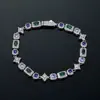 Pulsera Geométrica de Estrella Transfronteriza Europea y Americana Cadena de Joyería de Piedras Preciosas Coloridas Joyería Hip-Hop Pulsera para Hombre Personalización