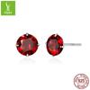 Pendientes de plata Ziyun con un solo circón, pendientes de plata 925 con diamantes rojos, pendientes de cuerpo de plata chapados en platino de moda retro BSE166