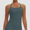 Nuevo sujetador deportivo ajustado transfronterizo para mujer con almohadillas en el pecho, top deportivo racerback para yoga, camiseta sin mangas de fitness Pilates