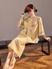 Ropa Femenina Estilo Chino Nuevo, Conjunto de Top y Falda Jacquard Bordado con Botones de Satén de Gama Alta N6026