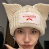 Diseño de Nicho Europeo y Americano Personalidad Orejas de Gato Lindas Sombrero de Lana Tejido para Pareja Lindo Cálido Otoño e Invierno Sombrero para Hombre y Mujer