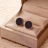 Pendientes de acero de titanio negros redondos estilo coreano elegantes y sencillos, bonitos pendientes para chicas, pendientes de moda.