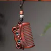 Peine de Masaje Meridianos Tallado de Sándalo Verde, Artesanía de Madera para Mujeres, Peine de Bolsillo Portátil Estilo Antiguo, Colgante de Paisaje, Accesorio para Bolso