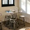 Banqueta Antiestática de Aço Inoxidável Loja de Chá com Leite Lanchonete Cadeira de Espera Conjunto de Mesa e Cadeiras para Restaurante Empilhável Economiza Espaço