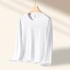 Camiseta Modal de Camada Base para Jovens, Camiseta de Manga Comprida para Primavera e Outono, Roupa Íntima Fina, Top de Outono, Roupa Íntima de Gola Redonda para Homens