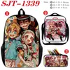 Flor juvenil de unión a tierra Zijun accesorio de anime mochila escolar mochila para estudiantes bolsa de almuerzo estuche para lápices de gran capacidad juego de tres piezas