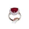 Nuevo Temperamento Diana Simulación Gema Turmalina Roja Anillo Abierto en Forma de Corazón Suministro de Generación de Celebridad en Línea para Mujeres