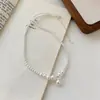 Colar de Pérolas de Vidro Degradê para Mulheres, Corrente Clavicular de Luxo Leve de Nicho de Alta Qualidade, Colar com Pingente de Zircônia para Mulheres