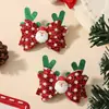 Set de Pinzas Navideñas Más Vendidas Transfronterizas Moño de Fiesta Cuernos Grandes Brillo Accesorios para el Cabello de Niños 4765