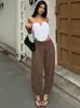 Ropa de mujer transfronteriza estilo europeo y americano, nuevos pantalones de yoga de color liso para otoño, cintura ceñida, plisados, con puños, pantalones deportivos casuales al por mayor