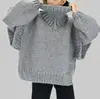 Suéter de Punto Grueso de Comercio Exterior Nuevo Europeo y Americano Transfronterizo Amazon Suéter Jersey para Mujer Suave de Manga Larga con Cuello Alto