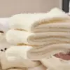 Calcetines de Peluche Gruesos Cálidos Versátiles Ojos Pequeños Caídos de Piel de Visón para Otoño e Invierno de Media Pantorrilla y Corta