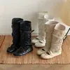 Sandalias de ballet desmontables de doble uso con diseño único 2026 primavera-verano nuevas botas largas con hebilla de cinturón que aumentan la altura caladas