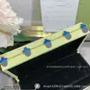 Pulseira Fina de Flor em V com Trevo de Quatro Folhas Banhada a Ouro com Cinco Flores, Espessamente Banhada a Ouro 18K, Trevo de Quatro Folhas Natural de Madrepérola Branca Pulseira da Sorte