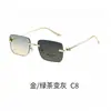 Nuevas Gafas de Sol de Moda Sin Marco con Diamantes, Gafas de Sol Metálicas Retro, Gafas de Sol con Protección UV que Cambian de Color, Modernas