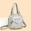 Bolso de Mano Transfronterizo 2025 Nueva Moda Retro de Gran Capacidad Bolso de Hombro Ligero de Cuero PU Mochila Cruzada para Mujer