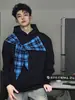 Moletom Xadrez com Laço Estilo Americano Bonito Masculino Primavera e Outono Novo Estilo Preppy com Capuz Solto Efeito Emagrecedor Manga Longa Tendência