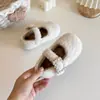 Zapatos de Algodón para Niñas con Suela Suave y Forro de Felpa, Estilo Invierno Moderno, Zapatos Peludos Cálidos y Engrosados para Niños para Uso al Aire Libre
