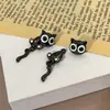 Agulha de Prata Tendência Novo Estilo Fofo Desenho Animado Gato Preto Doce Simples Moda Elegante Criativo Brincos Femininos Fresco e Doce