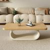 Mesa de Centro de Madera Maciza Estilo Crema Nórdico para Sala de Estar Mesa de Té de Tronco para Hogar Apartamento Pequeño Estilo Moderno Estilo Tonto Mesa de Té Celebridad de Internet
