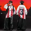 Ropa de Street Dance para Niños Ropa Hip Hop de Moda para Niños Rayas Rojas y Blancas 03 Conjunto de Ropa de Baile Traje de Presentación para Niñas Niños