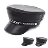 Haining Sombrero Plano de Piel de Oveja Genuina Otoño e Invierno para Hombre y Mujer Pareja Estudiante Estilo Coreano Sombrero Azul Marino Fabricante Moderno