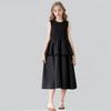 Vestido Negro Pequeño Elegante de Estilo Coreano para Niñas, Estilo Nuevo de Verano, Vestido de Princesa Chaleco, Vestido Largo, Vestido Negro para Niñas Medianas y Mayores