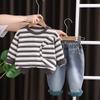 Conjunto de suéter de manga larga para niño 2024 nueva ropa de otoño para bebé ropa para bebé y niño de primavera y otoño de dos piezas marea de bebé